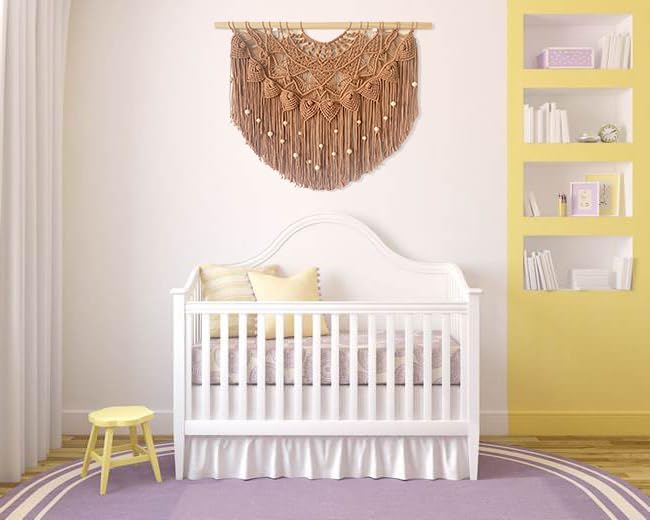 Khaki Beaded Macrame Wall Hanging