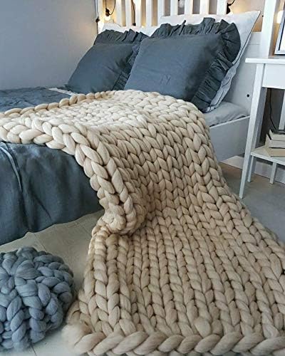 Camel Handmade Chunky Knit Throw Blanket