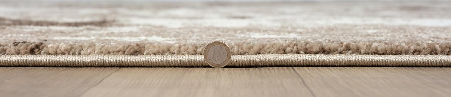 Beige Abstract Thick Runner Rug