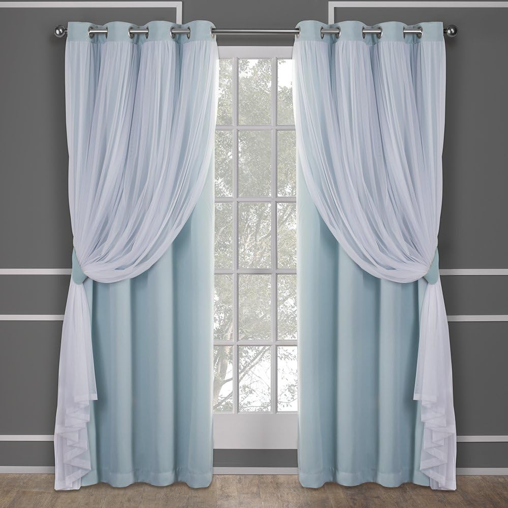 Aqua Double Layer Blackout Curtains