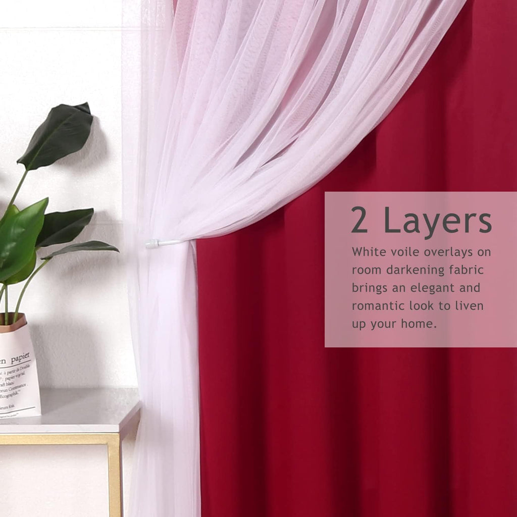Red Double Layer Blackout Curtains