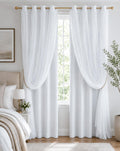 White Double Layer Blackout Curtains