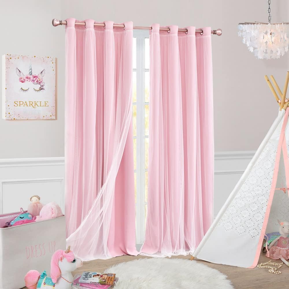 Pink Double Layer Blackout Curtains