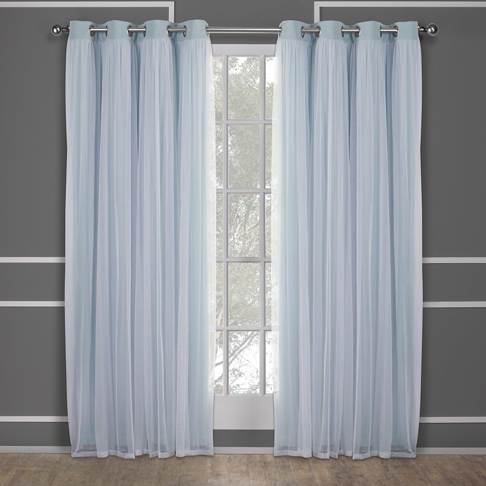 Aqua Double Layer Blackout Curtains