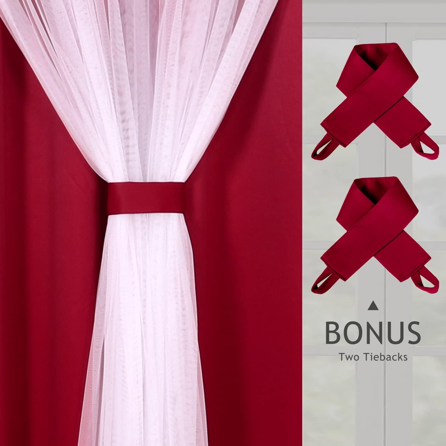 Red Double Layer Blackout Curtains