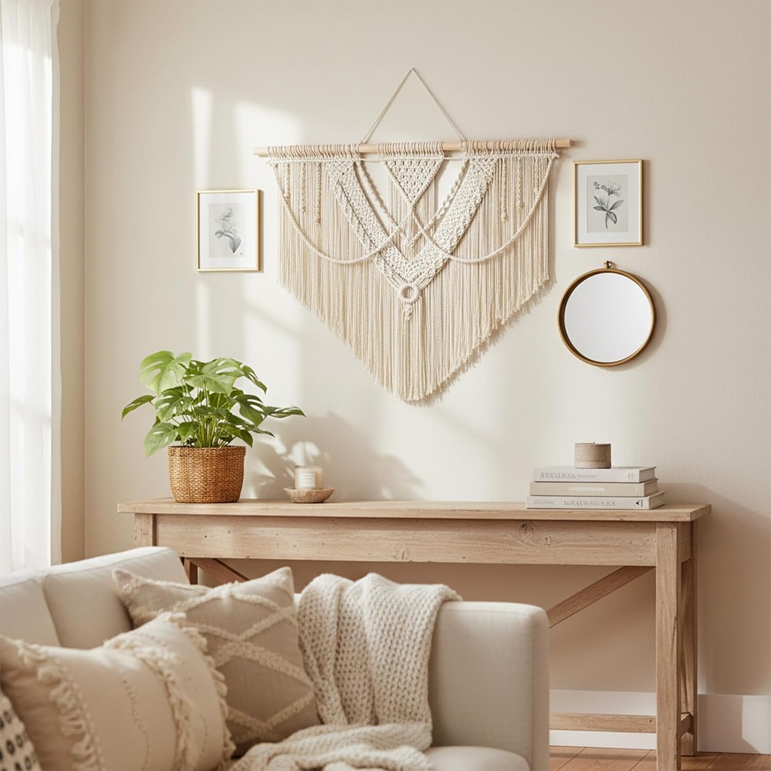 Nordic Geometric Macrame Tapestry