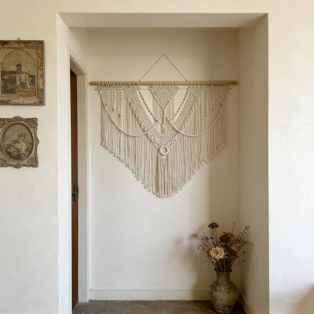 Nordic Geometric Macrame Tapestry