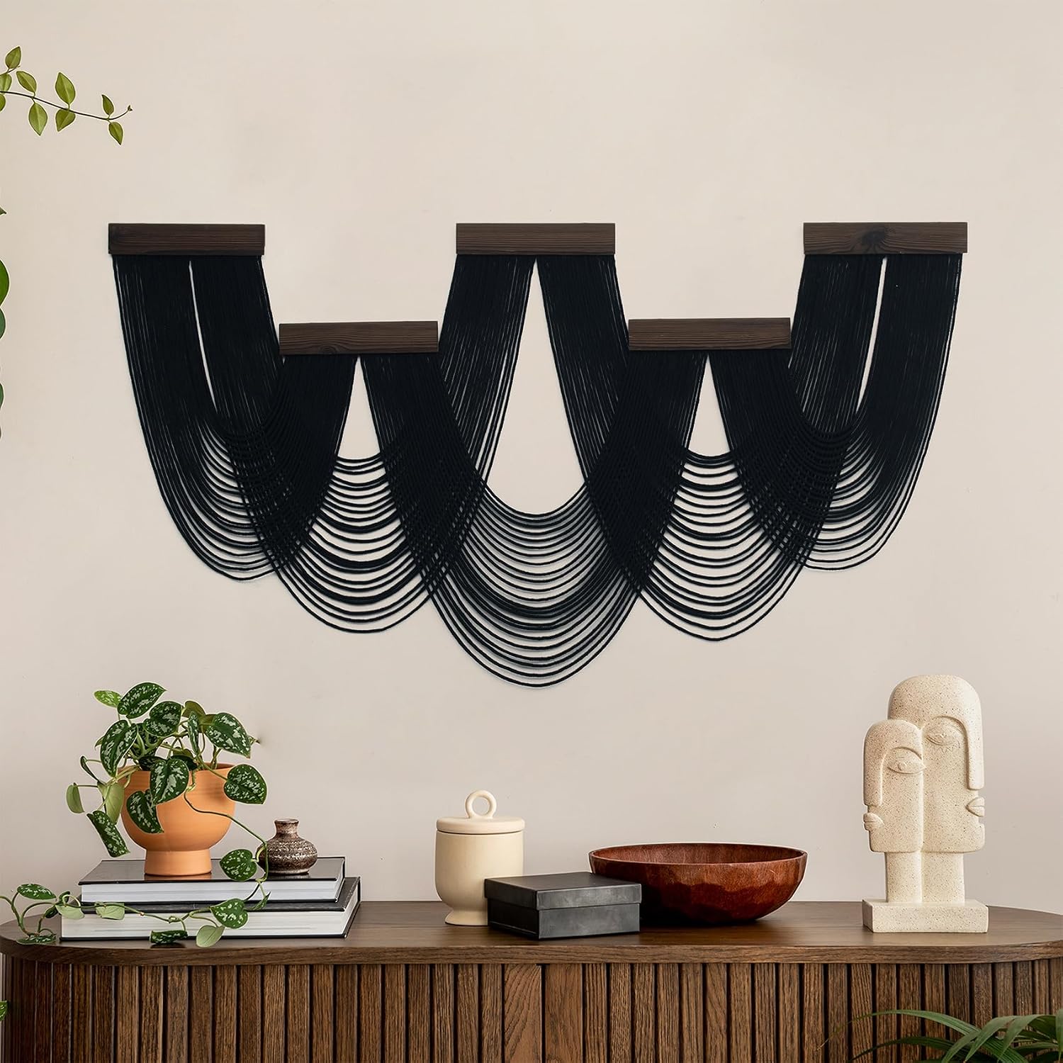 Black Handmade Macrame Tapestry