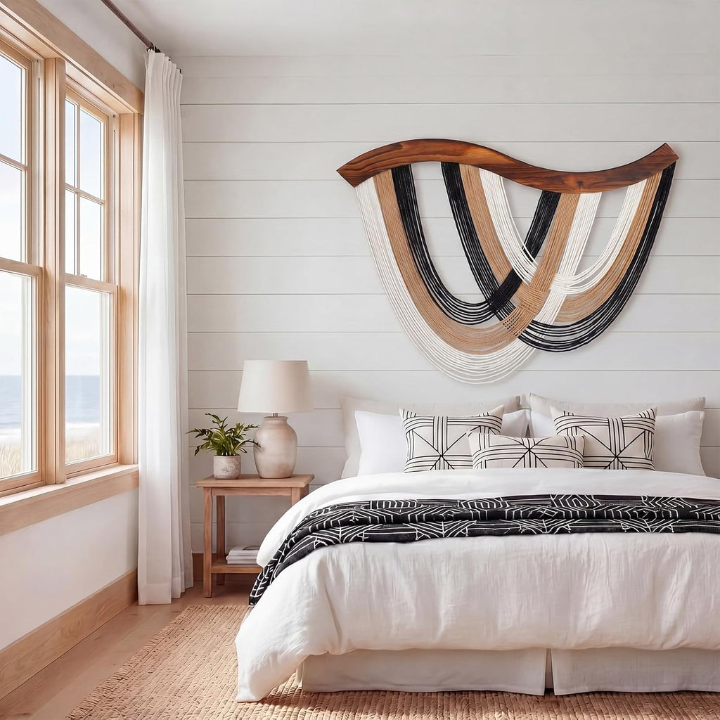 Neutral Dip Dyed Macrame Tapestry
