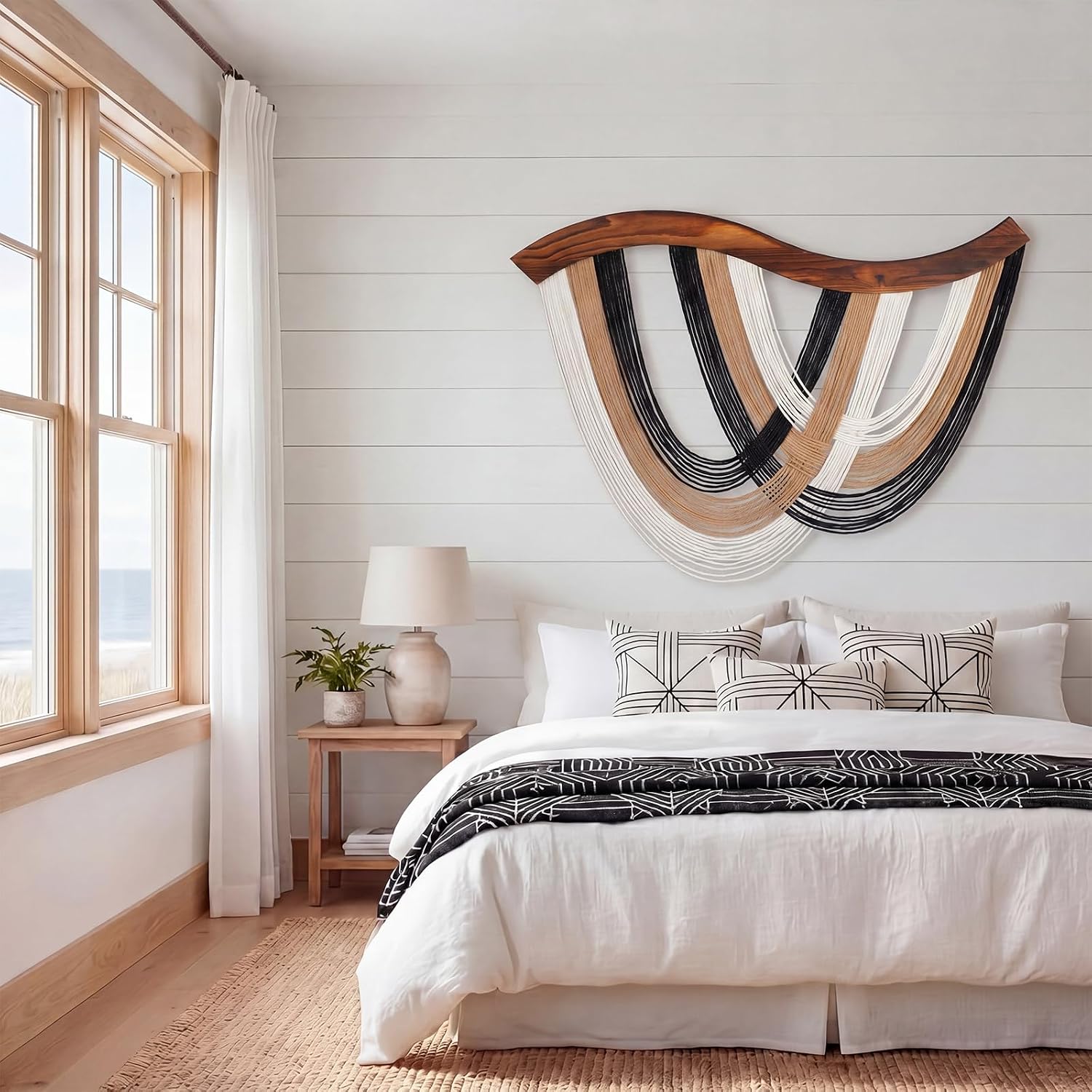 Neutral Dip Dyed Macrame Tapestry