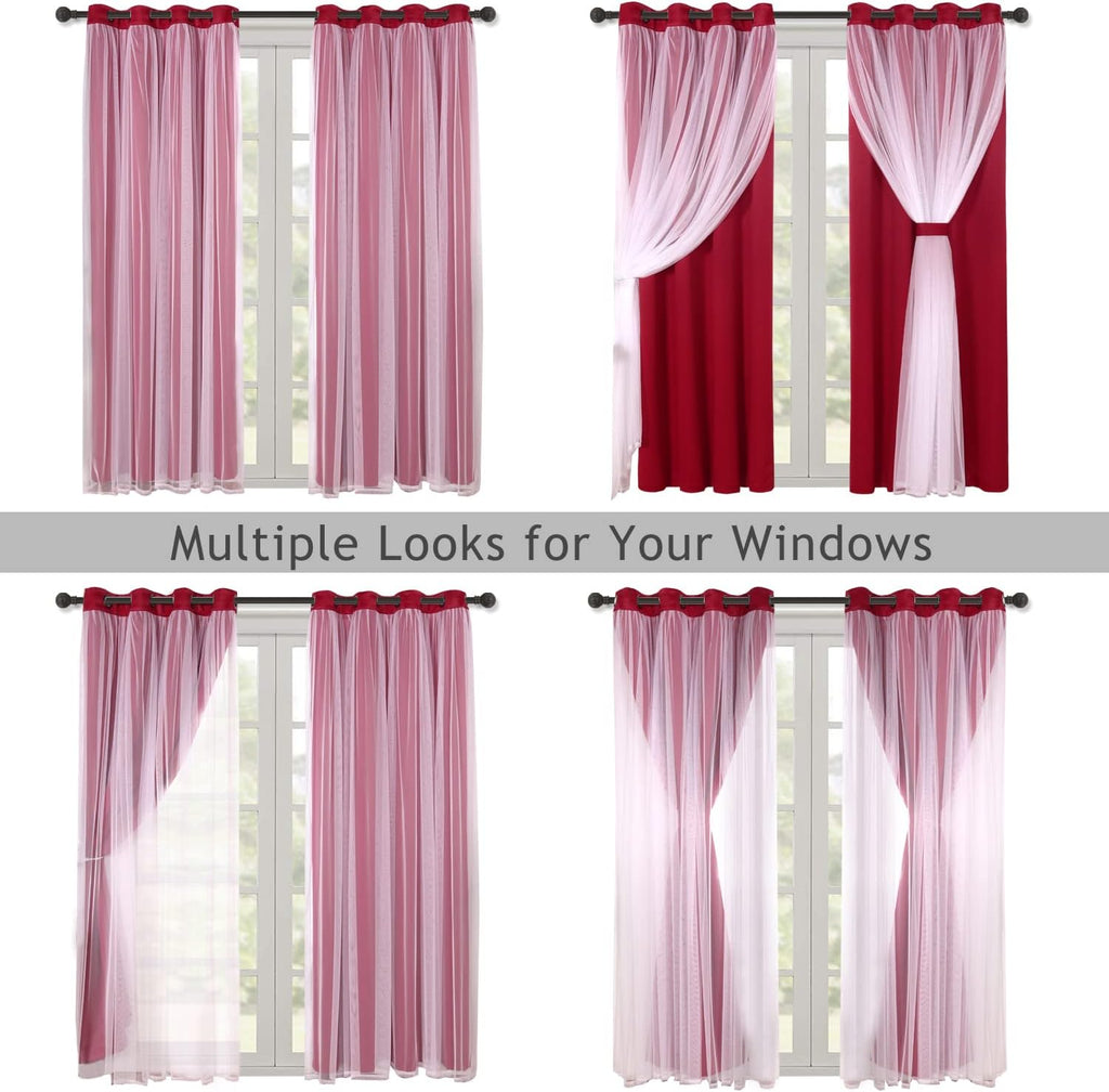 Red Double Layer Blackout Curtains