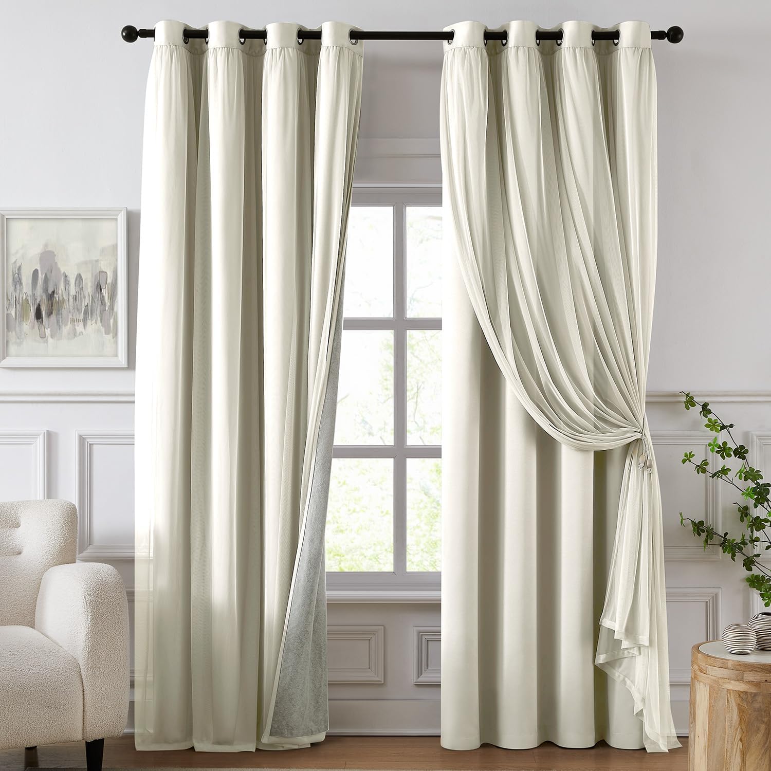 Ivory Double Layer Blackout Curtains