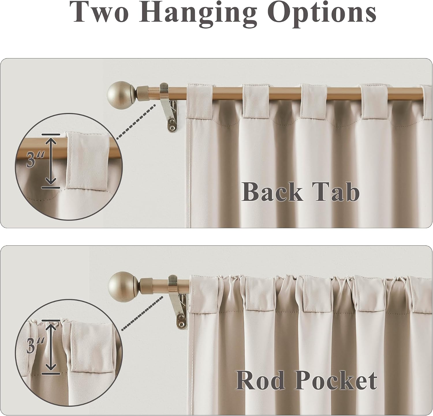 Beige Double Layer Blackout Curtains