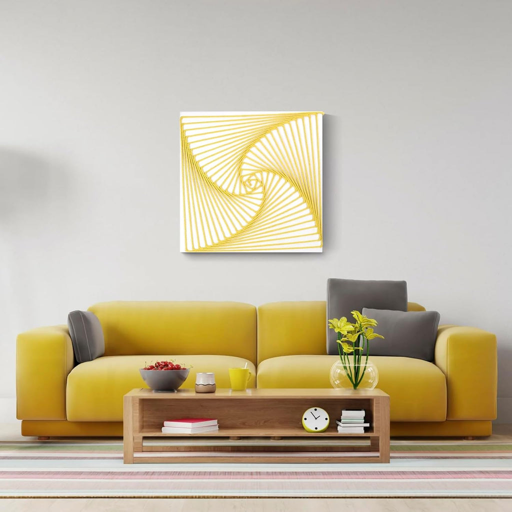 Yellow Framed Geometric Macrame Art