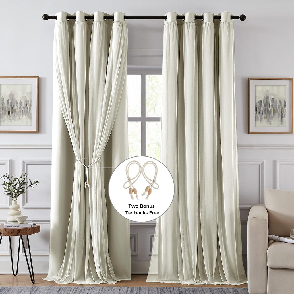Ivory Double Layer Blackout Curtains