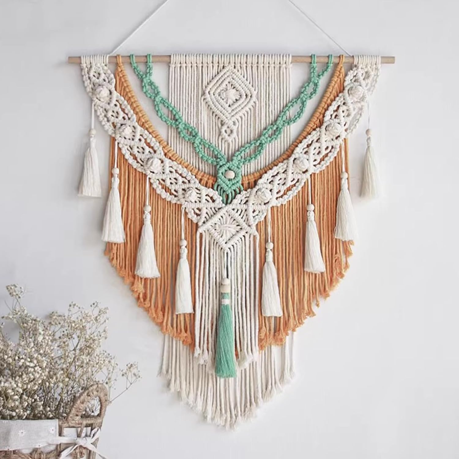 Colorful Geometric Macrame Tapestry