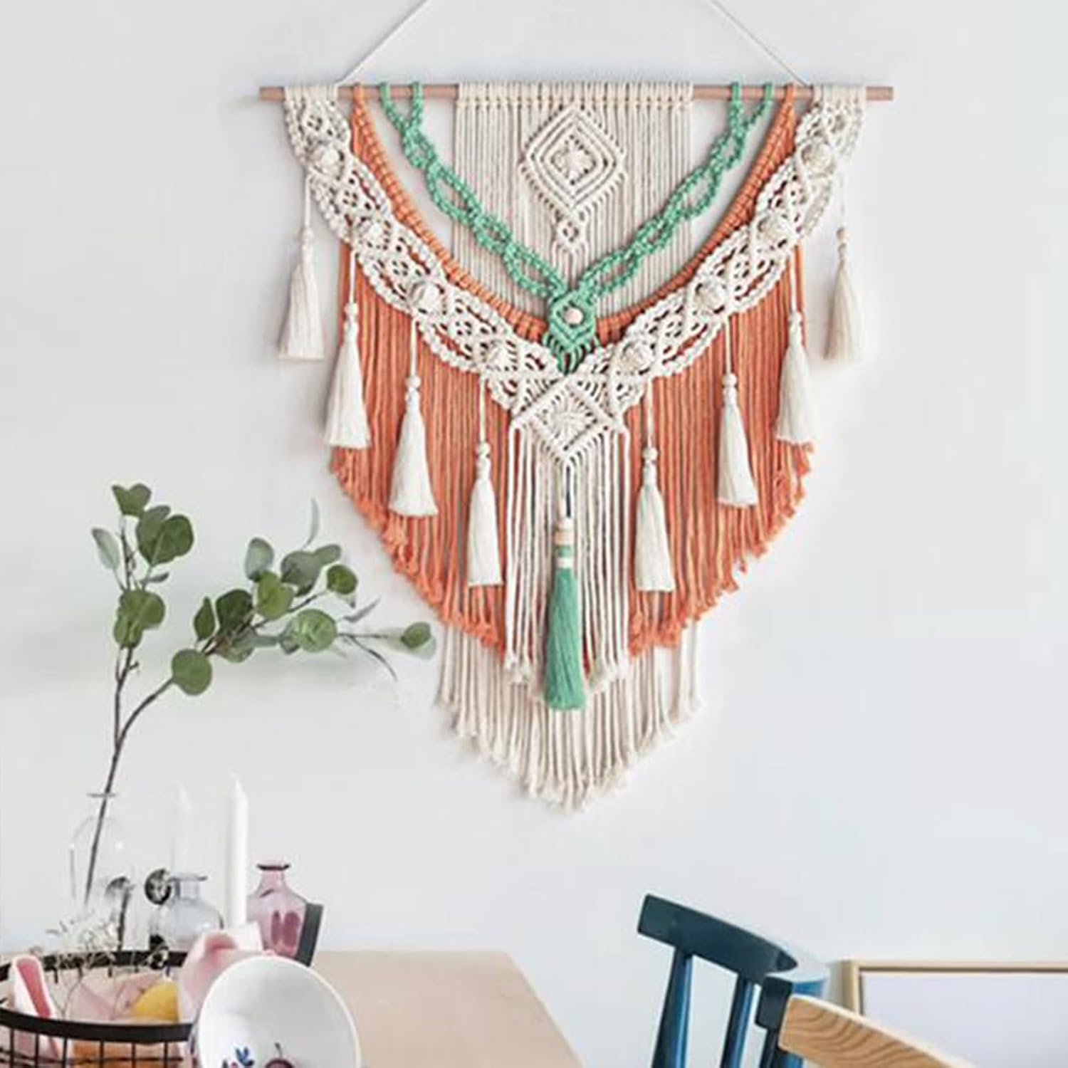 Colorful Geometric Macrame Tapestry