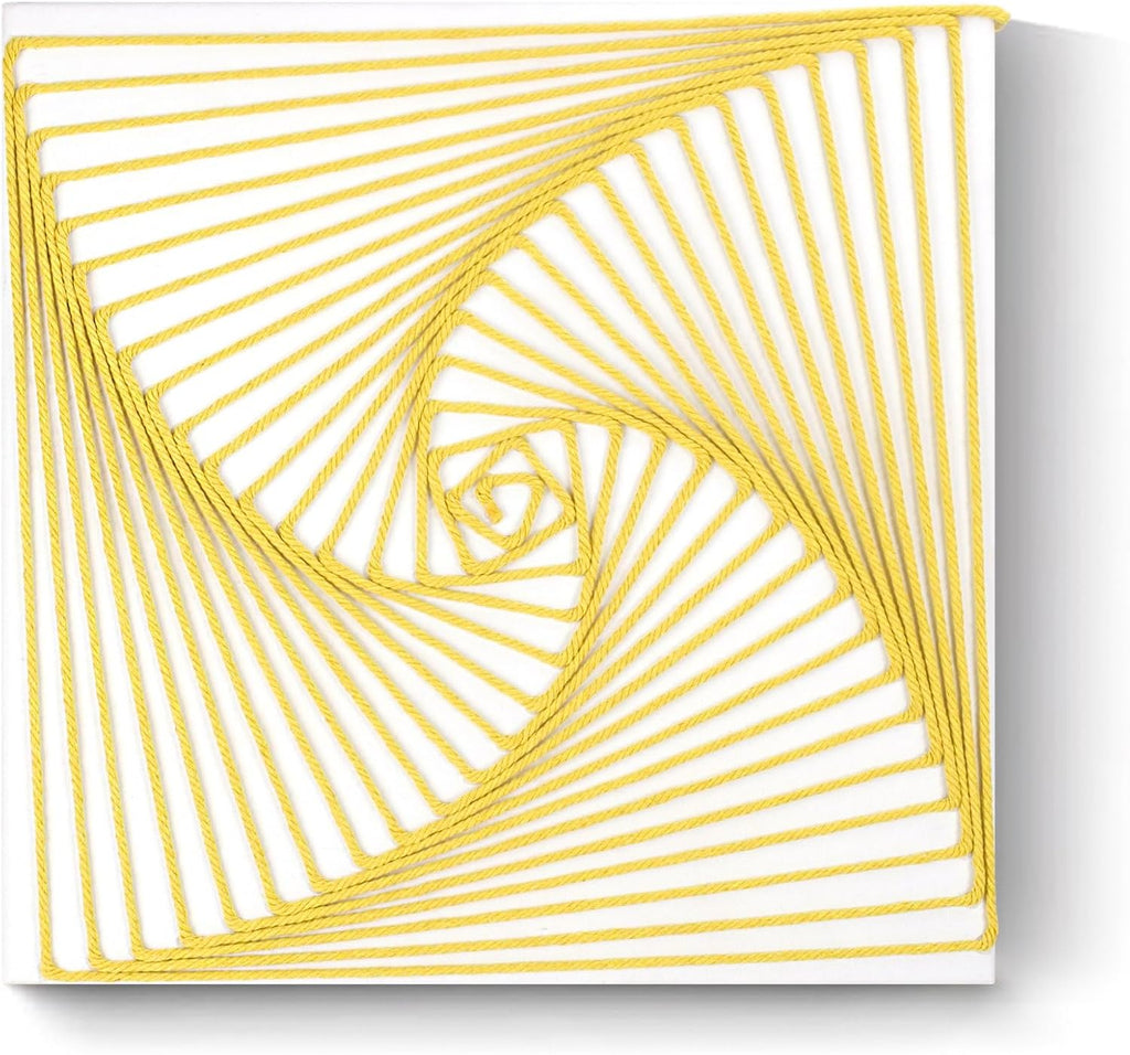 Yellow Framed Geometric Macrame Art