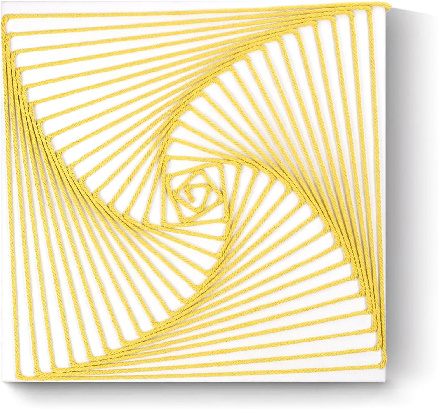 Yellow Framed Geometric Macrame Art