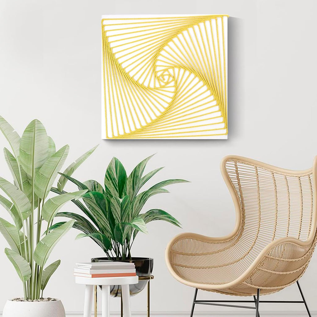 Yellow Framed Geometric Macrame Art