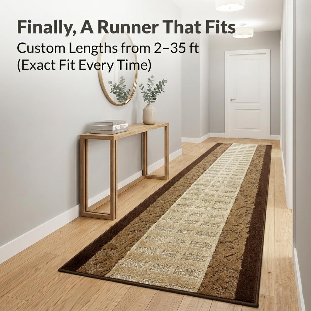 Brown Woven Washable Runner Rug