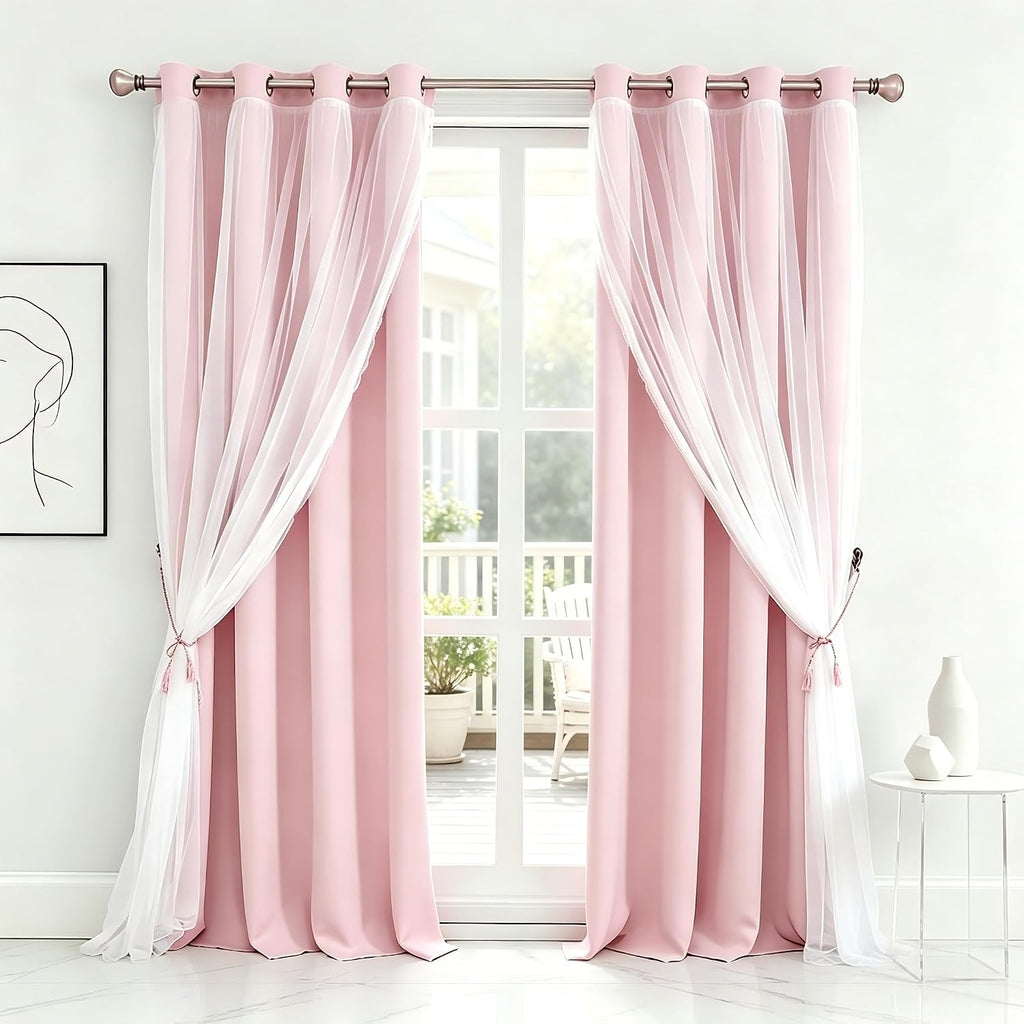 Pink Double Layer Blackout Curtains