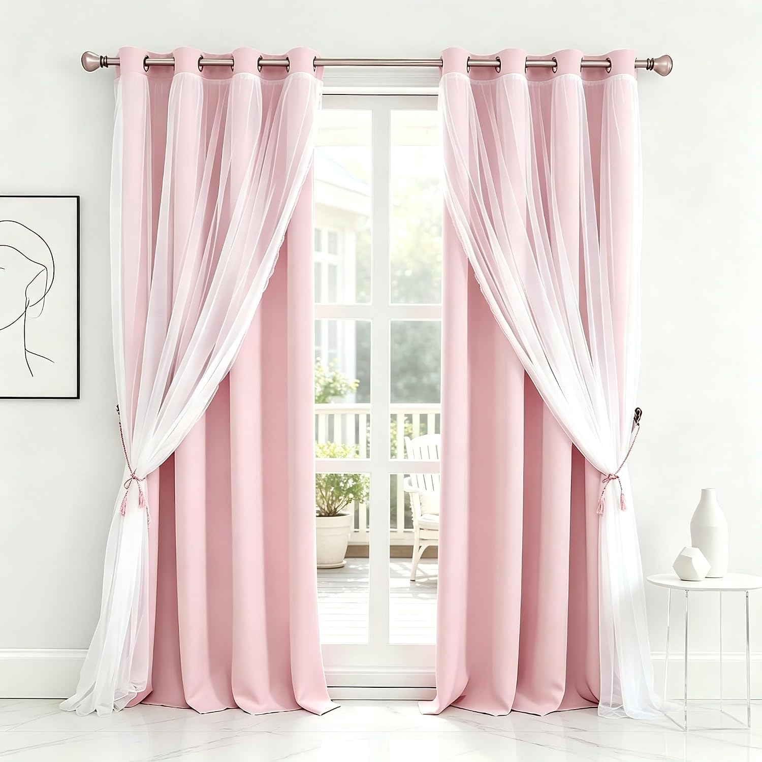 Pink Double Layer Blackout Curtains