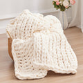 Cream Handmade Chenille Chunky Knit Throw