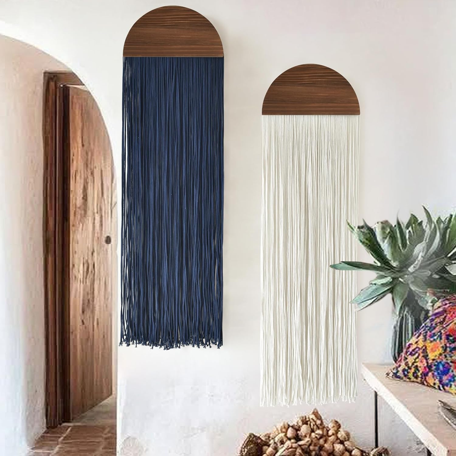2Pcs Fringe Macrame Wall Hanging