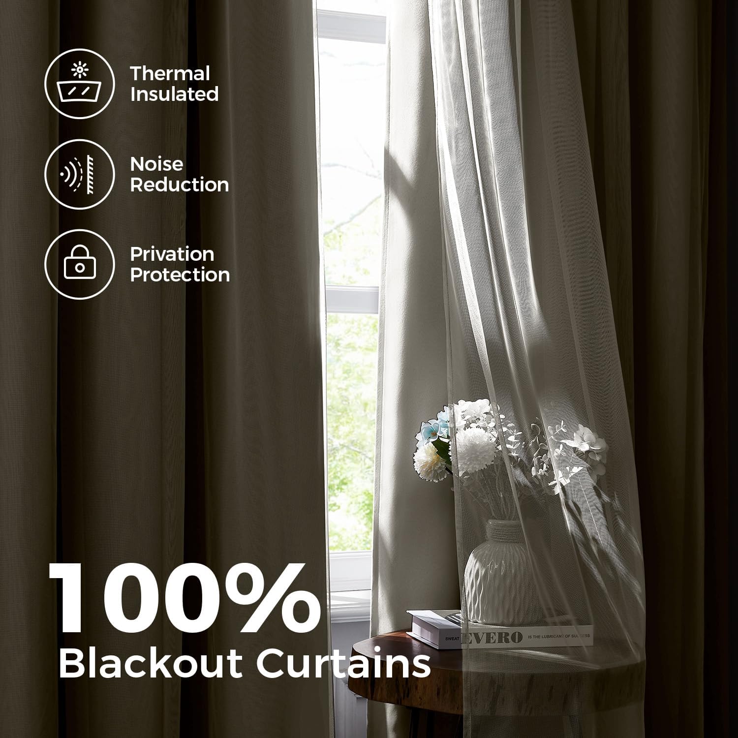 Ivory Double Layer Blackout Curtains