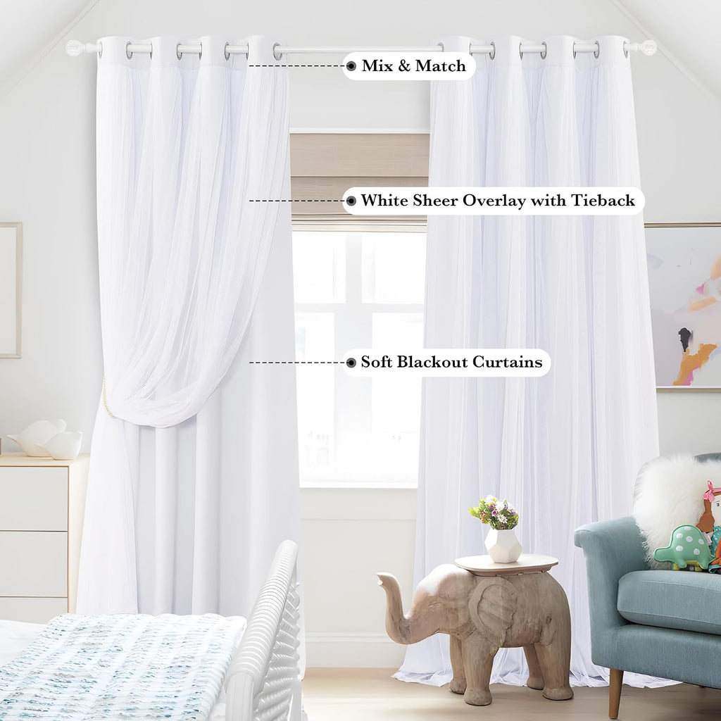 White Double Layer Blackout Curtains