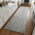 Grey Textured Washable Runner Rug