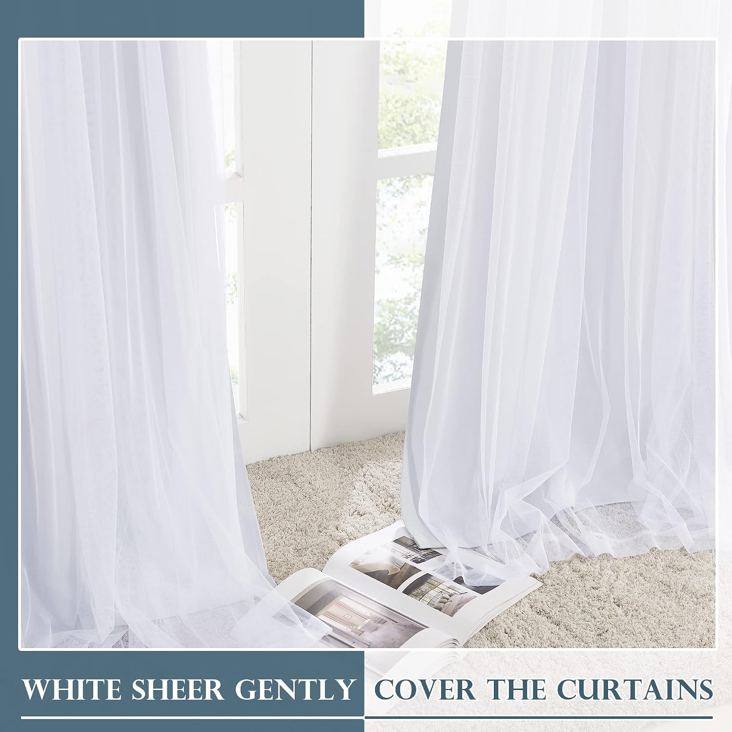 White Double Layer Blackout Curtains