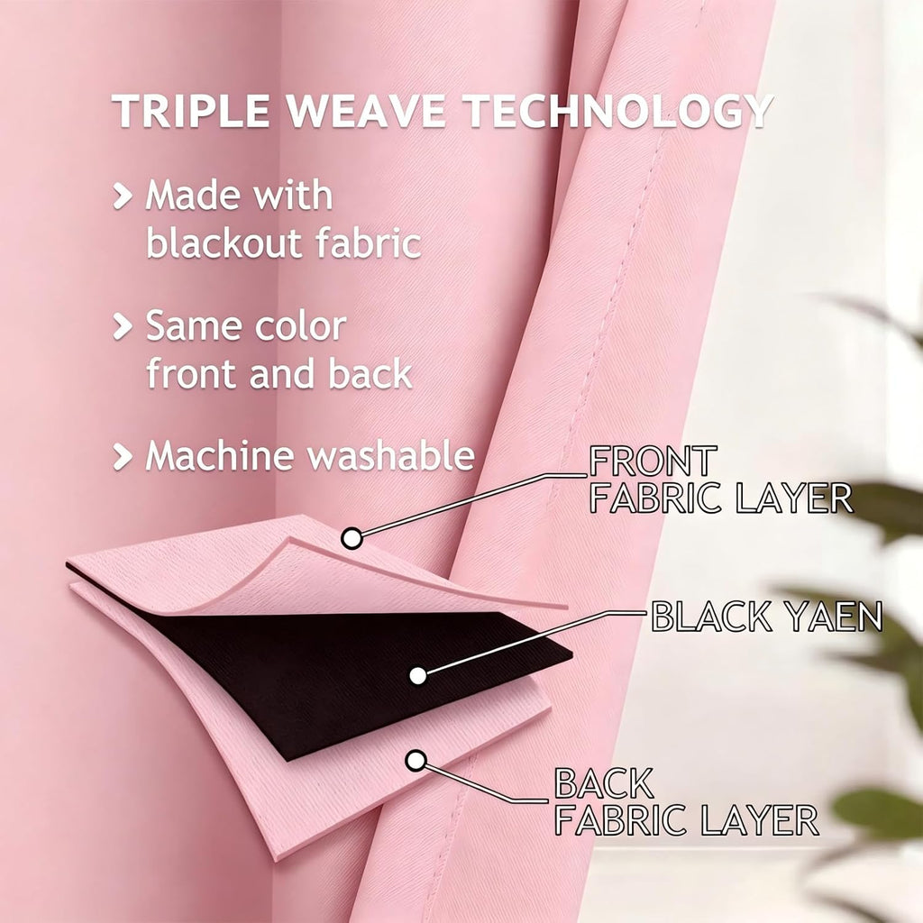 Pink Double Layer Blackout Curtains