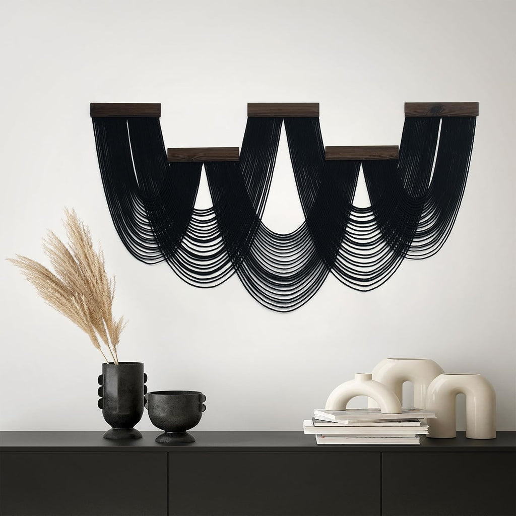 Black Handmade Macrame Tapestry