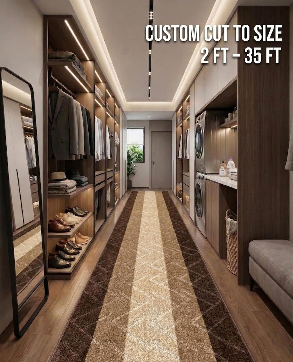 Brown-Beige Non Slip Runner Rug