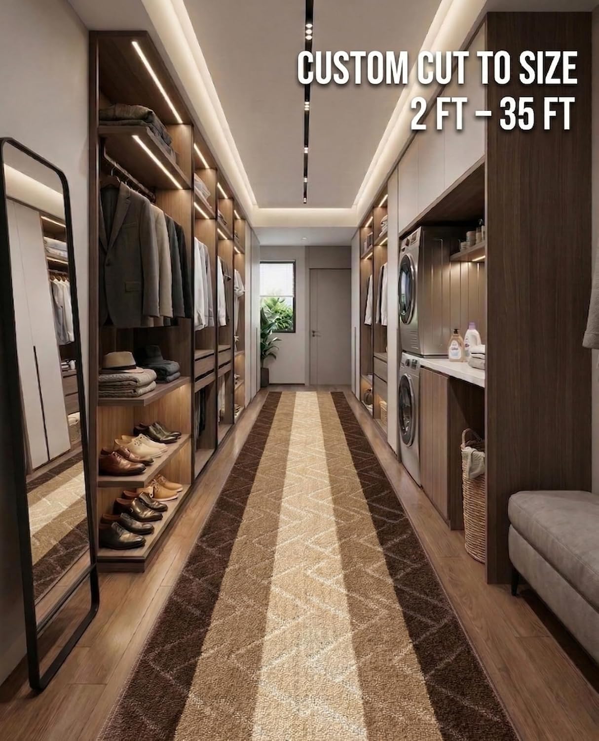 Brown-Beige Non Slip Runner Rug