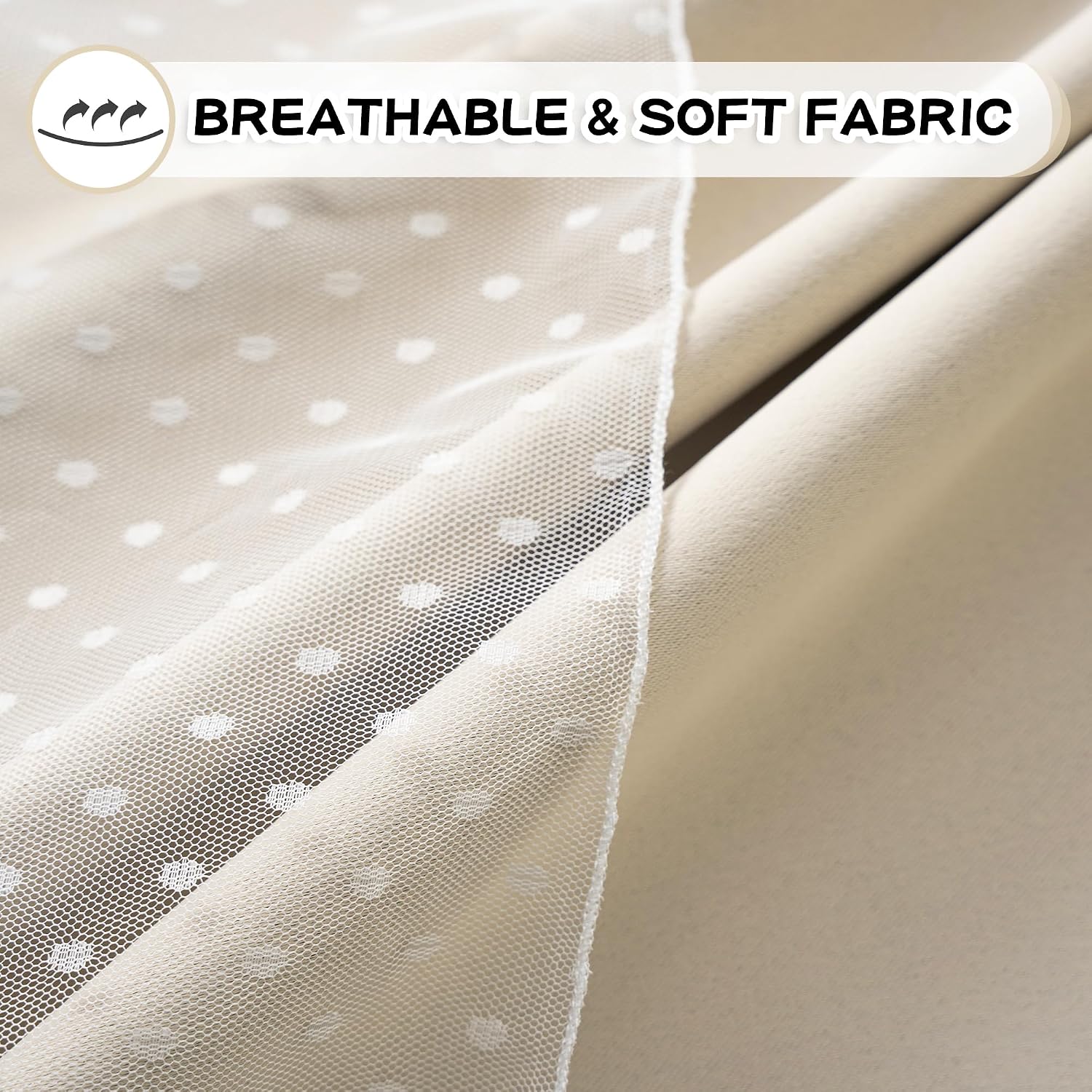 Cream Polka Dot Double Layer Blackout Curtains