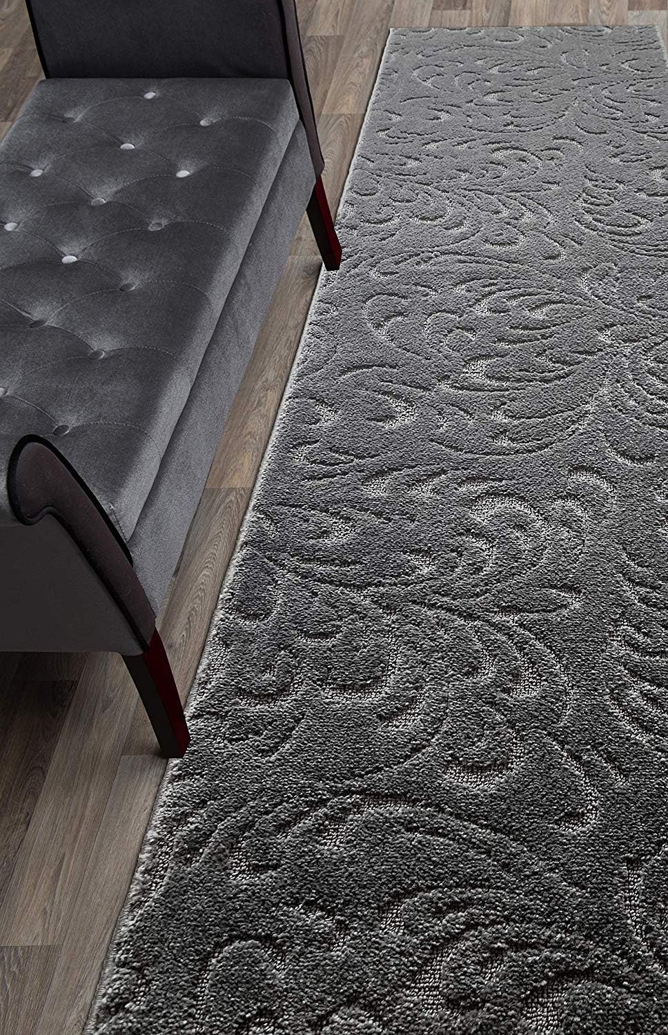 Grey Washable Rubber Runner Rug