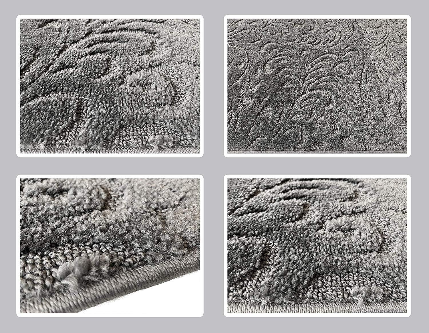Grey Washable Rubber Runner Rug