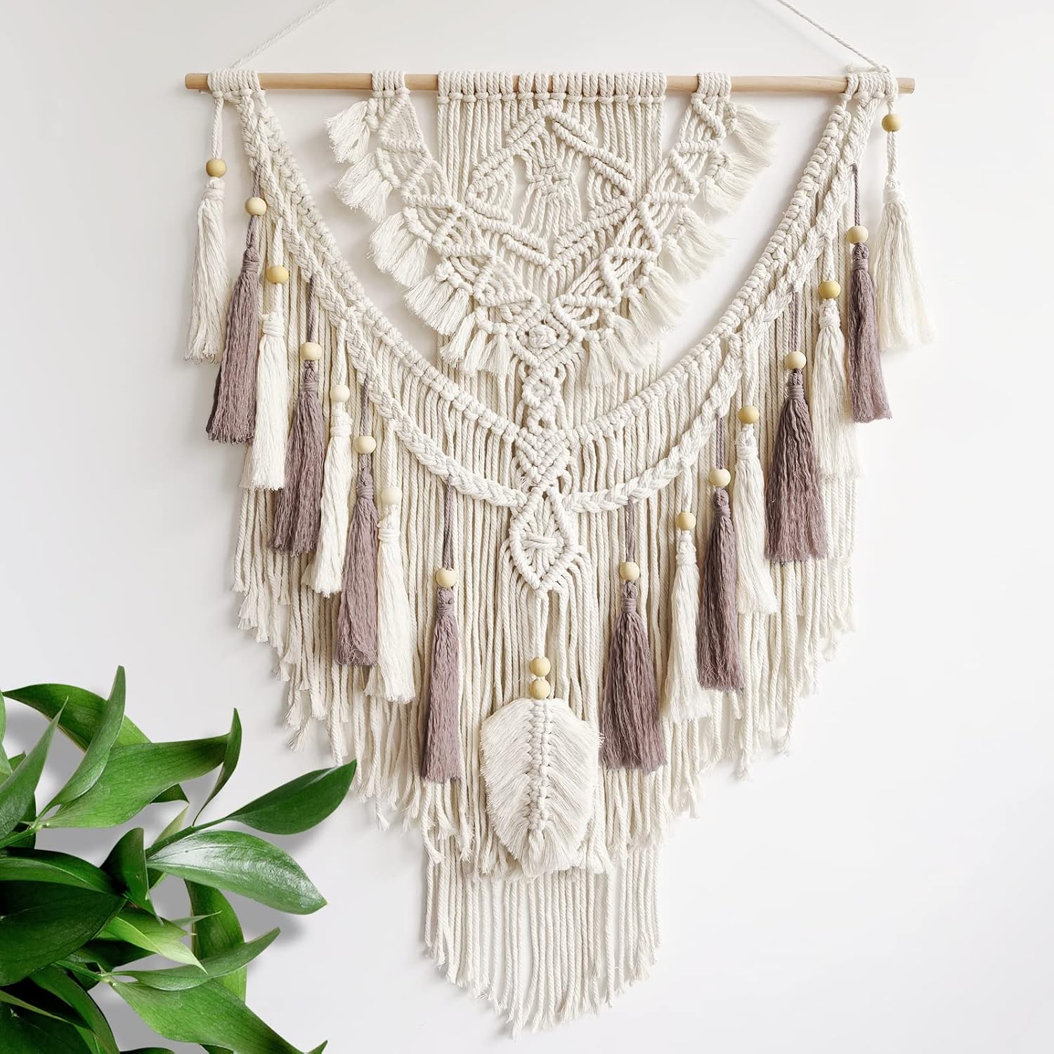 Beige Rose Handmade Macrame Tapestry