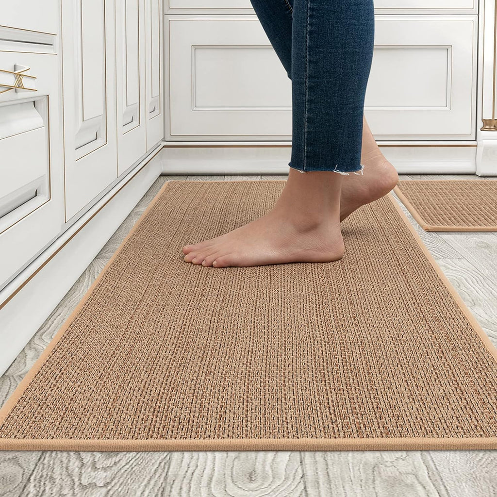 Beige Washable Kitchen Rug Sets