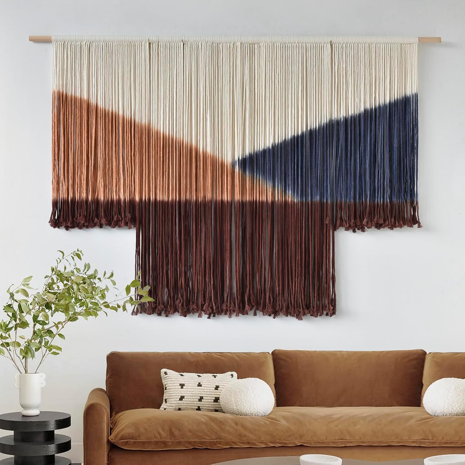 Dip Dyed Geometric Macrame Tapestry