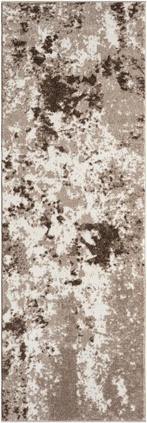 Beige Abstract Thick Runner Rug