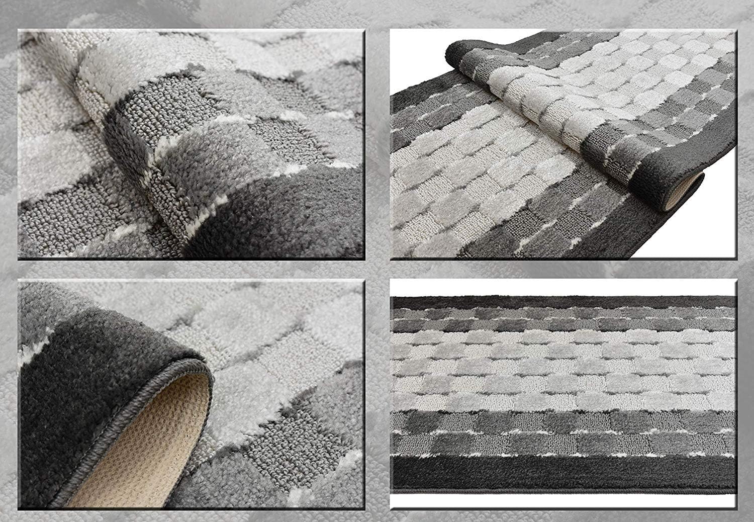 Checkered Gray Runner Rug