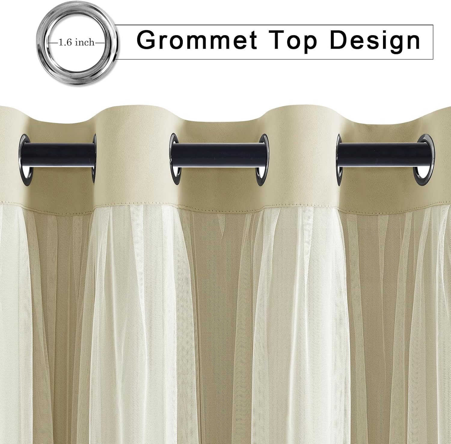 Light Beige Double Layer Blackout Curtains