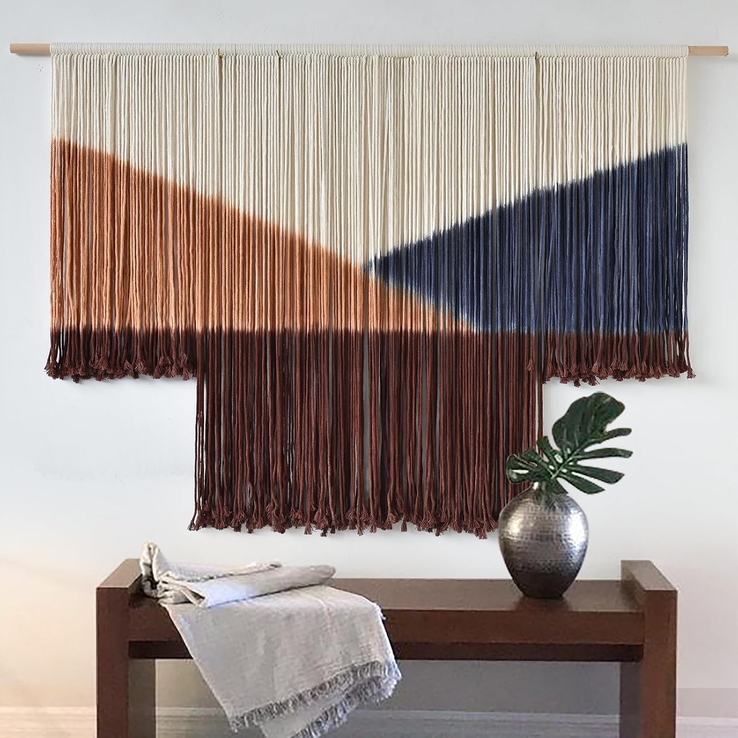 Dip Dyed Geometric Macrame Tapestry