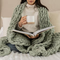 Sage Green OEKO-TEX Chenille Knit Throw