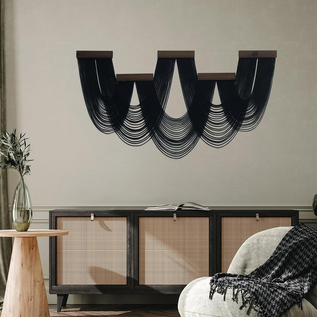 Black Handmade Macrame Tapestry