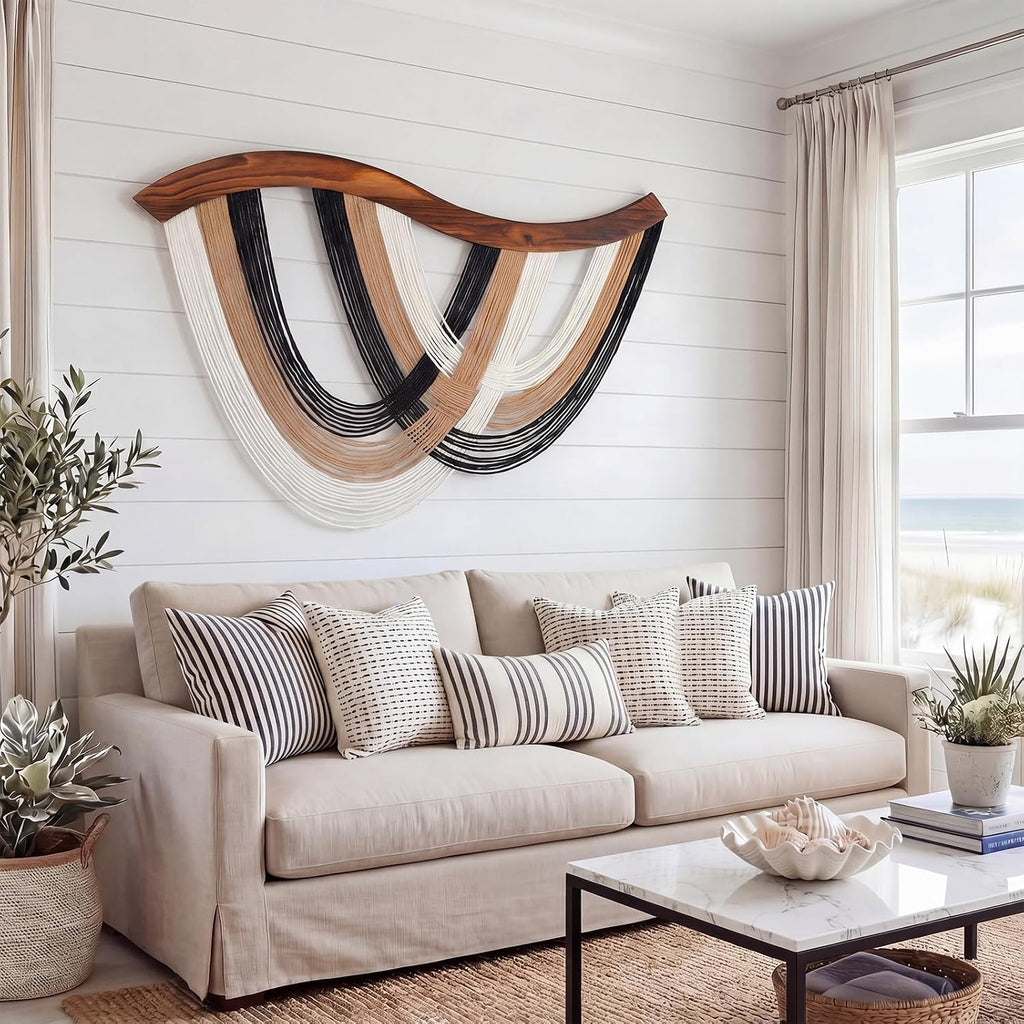 Neutral Dip Dyed Macrame Tapestry